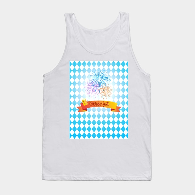 OKTOBERFEST beer festival decoration. Bavarian flag blue pattern. Octoberfest Holiday Party Design Tank Top by sofiartmedia